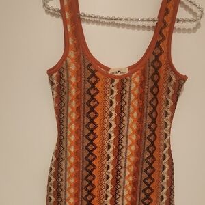 Orange and Brown Patterned Swimwear Coverup